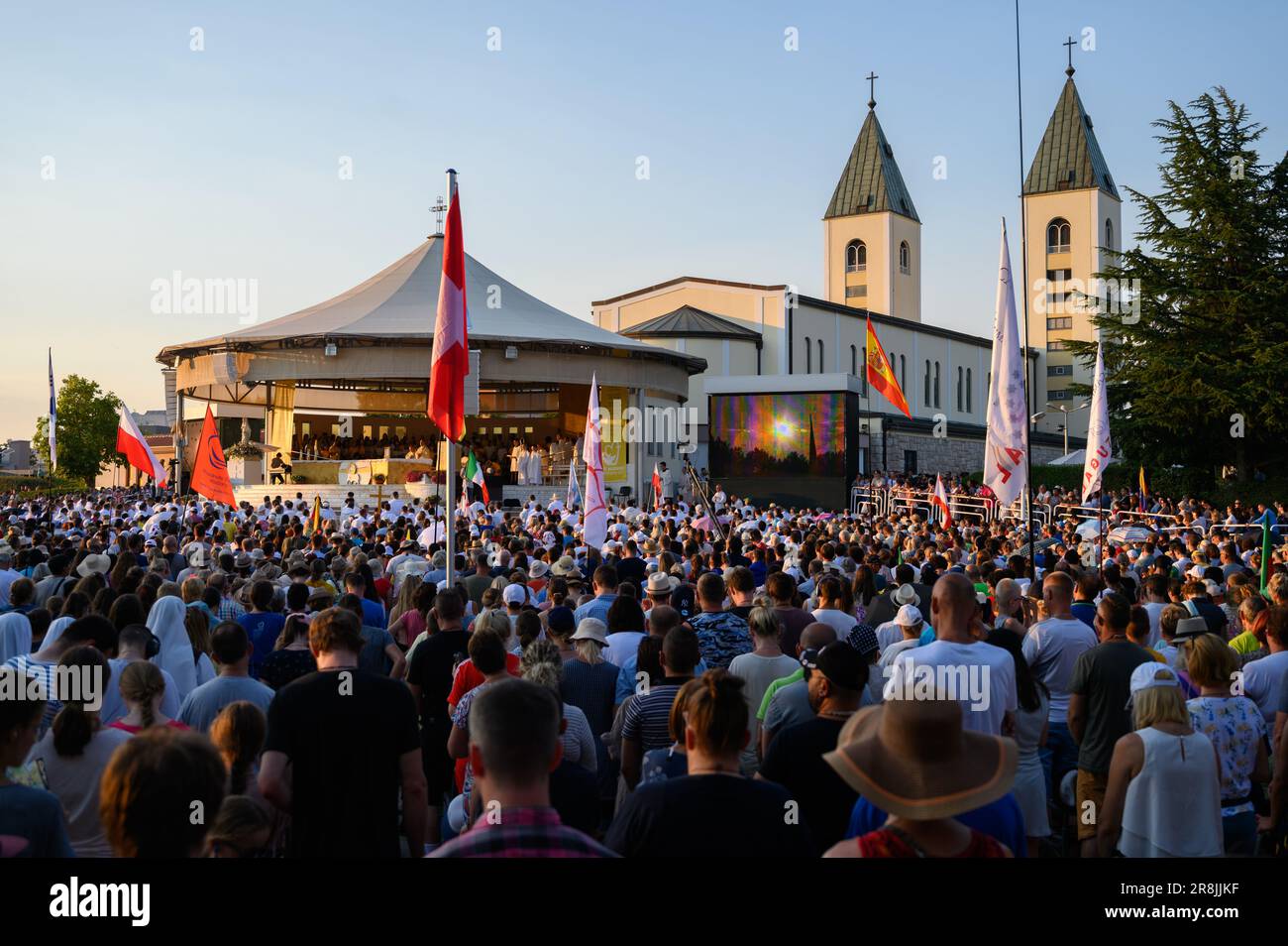 Holy Mass presided by Petar Palić, the bishop of Mostar-Duvno, during Mladifest 2022, the youth festival, in Medjugorje. Stock Photo