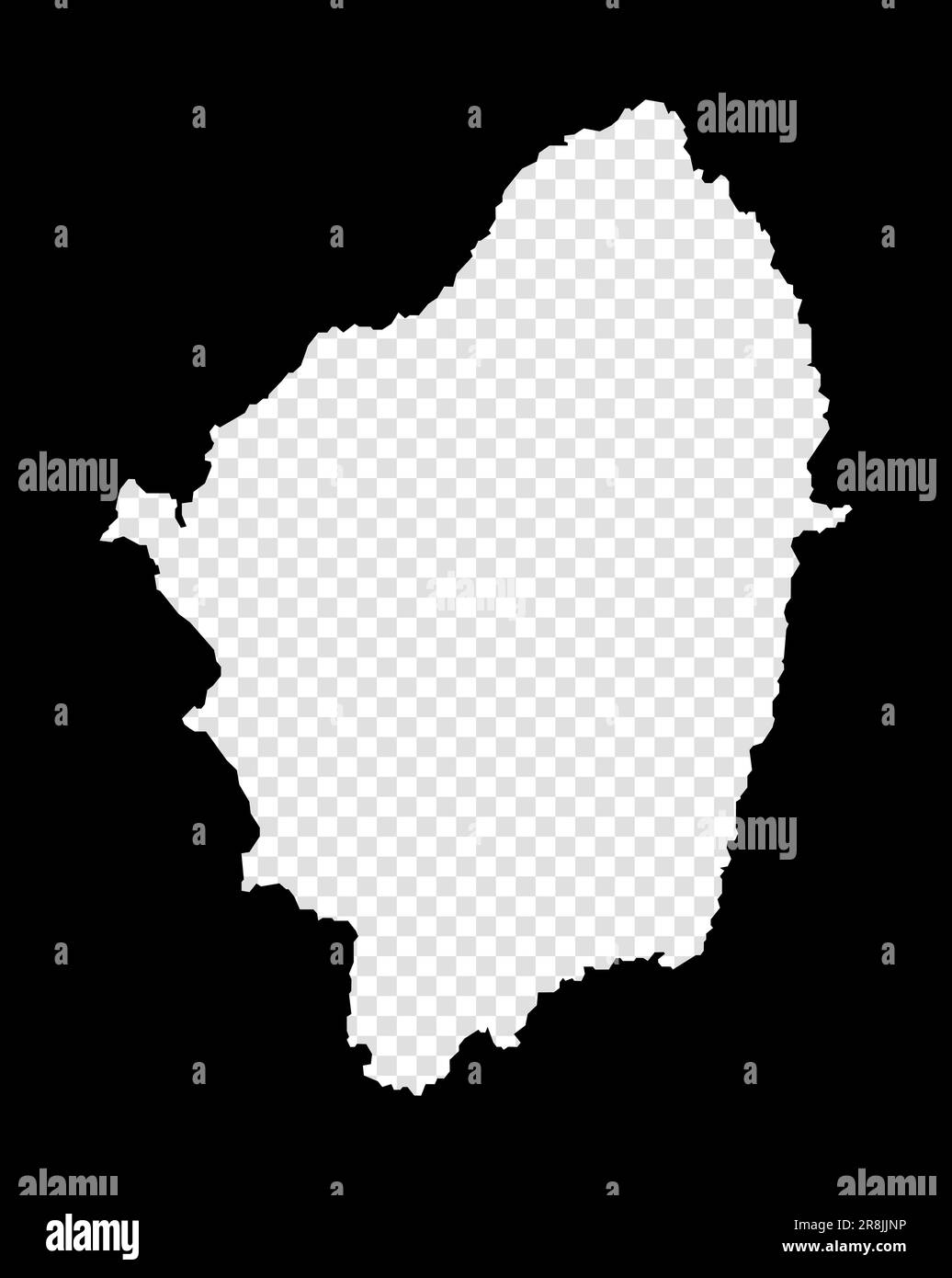 Stencil map of Naxos. Simple and minimal transparent map of Naxos. Black rectangle with cut shape of the island. Artistic vector illustration. Stock Vector