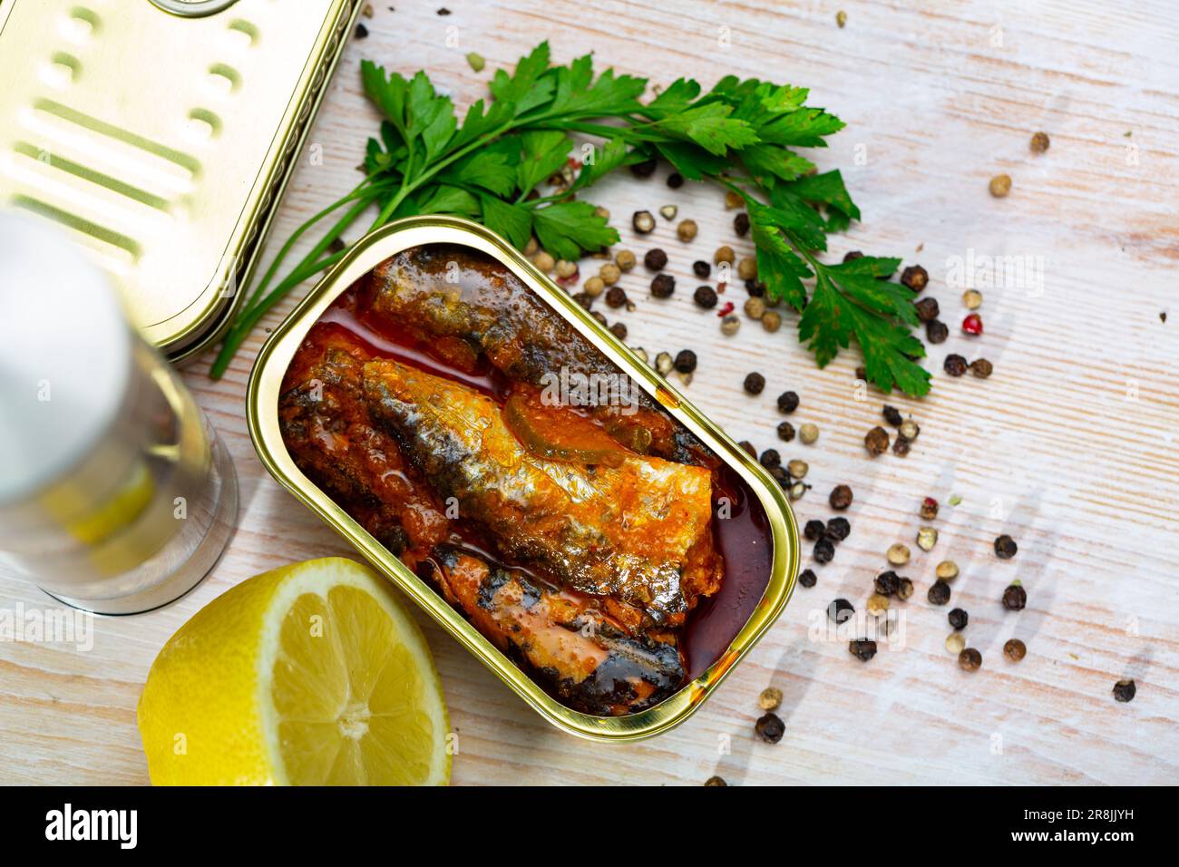 Canned spicy sardines Stock Photo Alamy