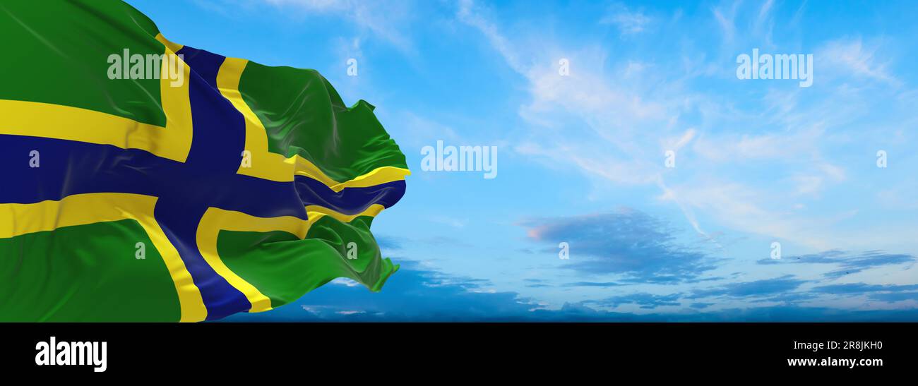 flag of German peoples Plattdeutsch-speaking Germans at sky background ...