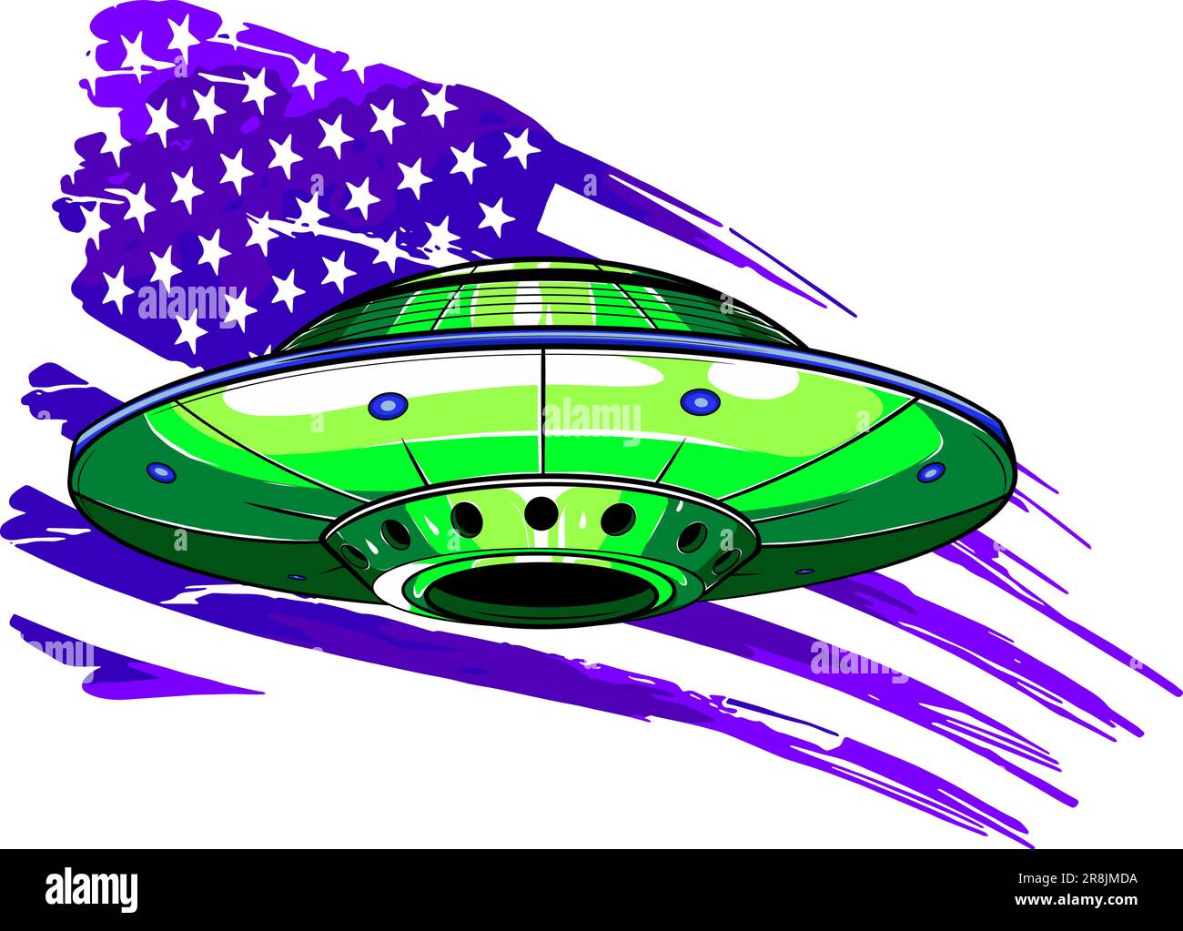 ufo with usa flag in backgrond vector Stock Vector