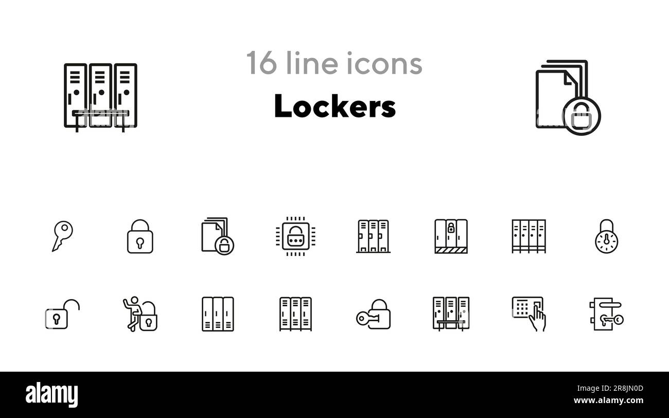 Lockers line icon set Stock Vector