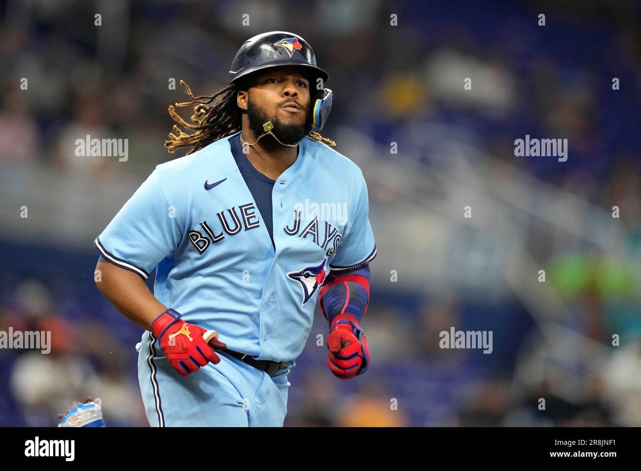 Toronto Blue Jays' Vladimir Guerrero Jr. runs on a ground out to first