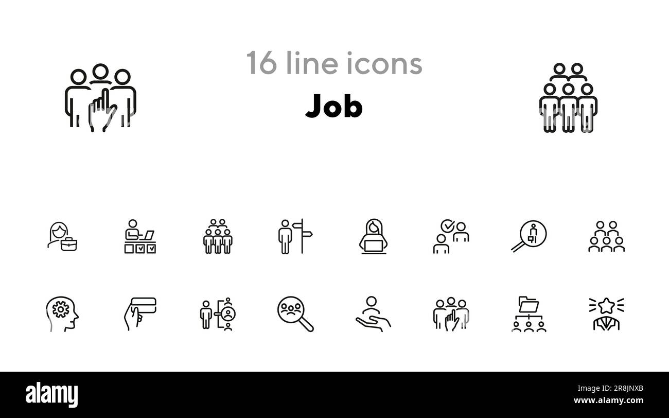 Job line icon set Stock Vector