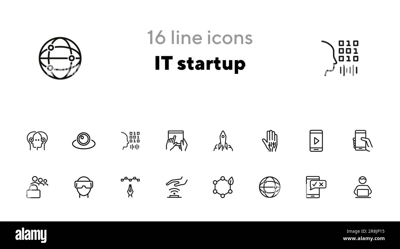 IT startup line icon set Stock Vector