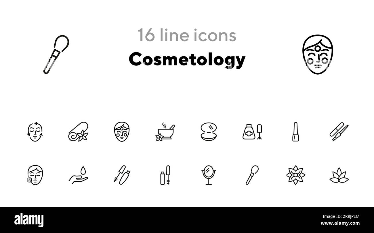 Cosmetology line icon set Stock Vector