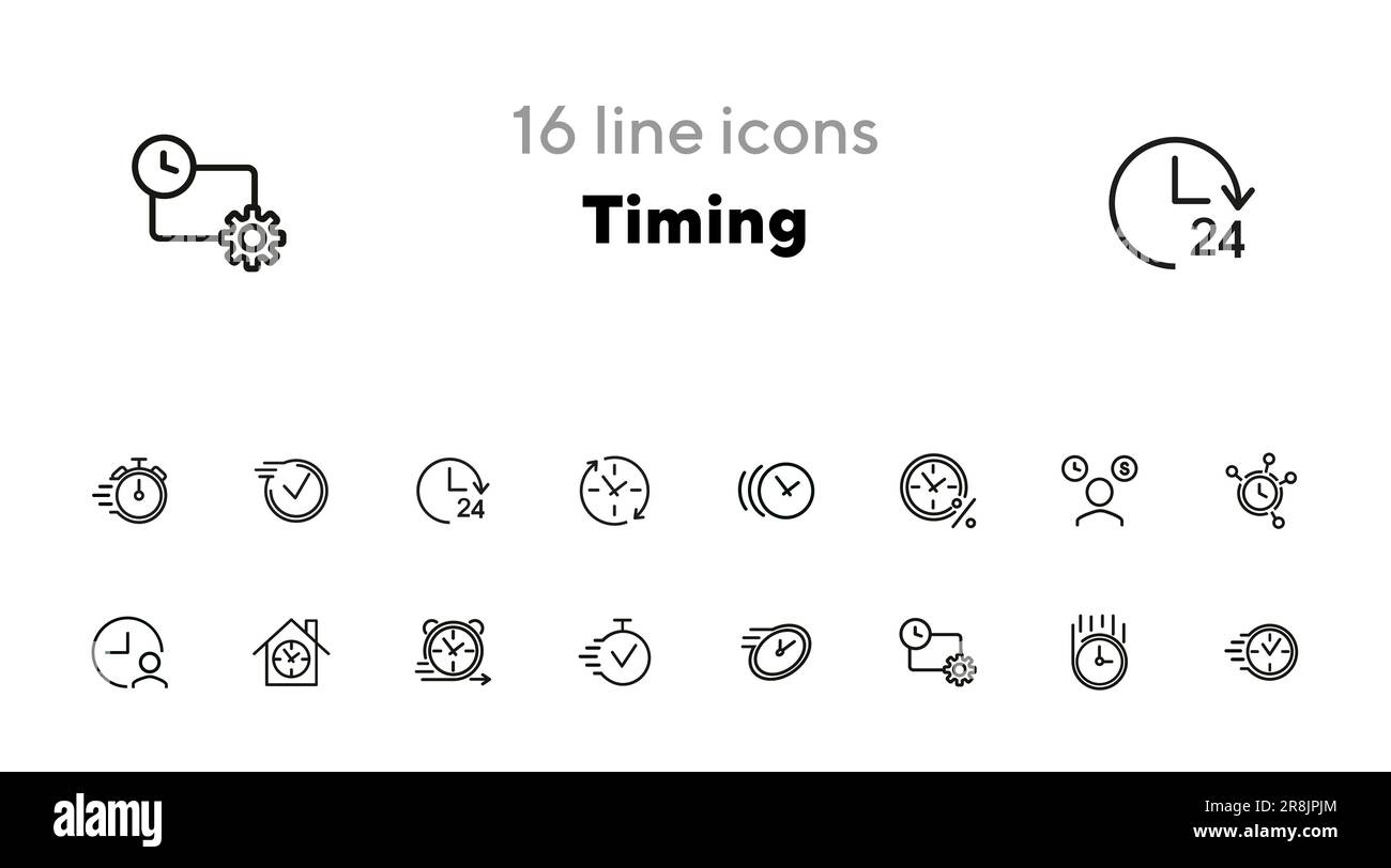 Timing line icon set Stock Vector
