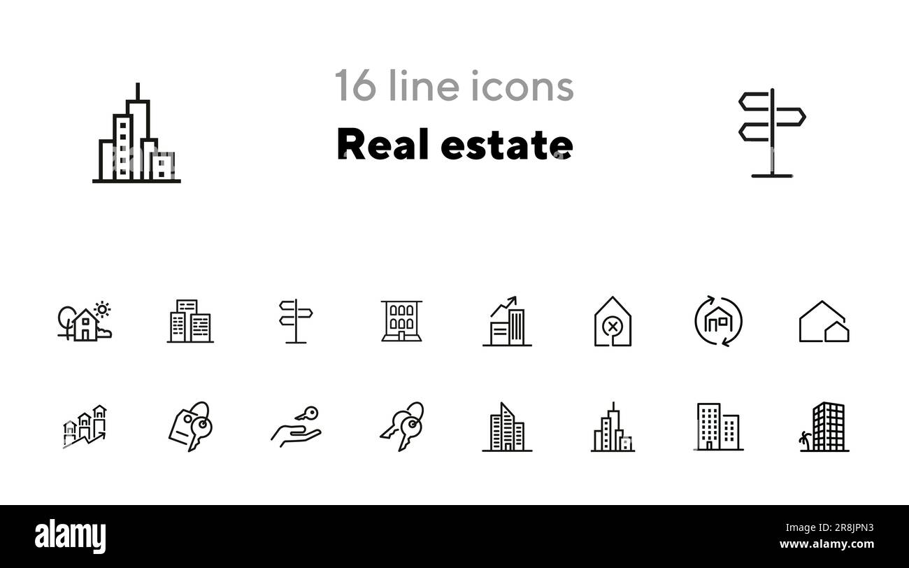 Real estate line icon set Stock Vector Image & Art - Alamy