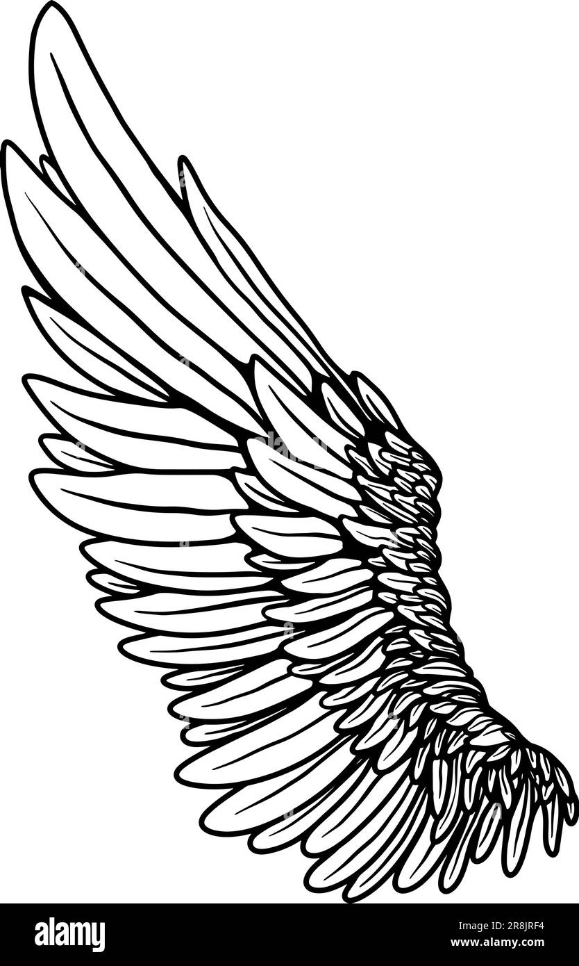 Vector tattoo style eagle wing illustration Stock Vector Image & Art ...