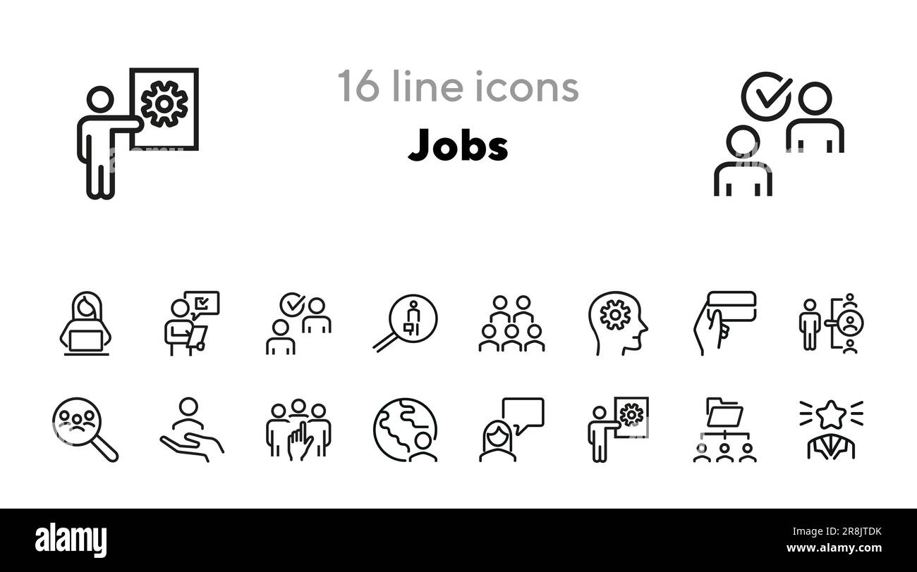 Jobs line icon set Stock Vector