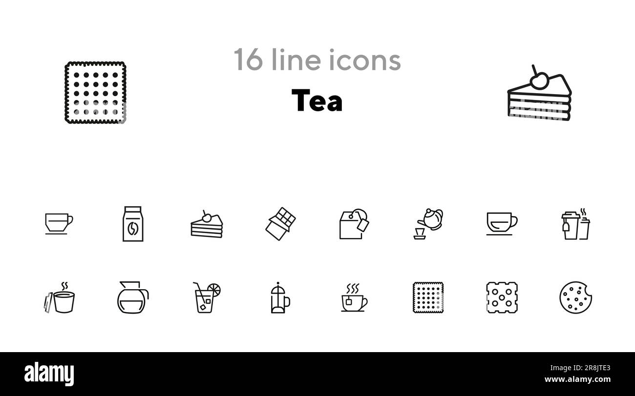 Tea line icon set Stock Vector
