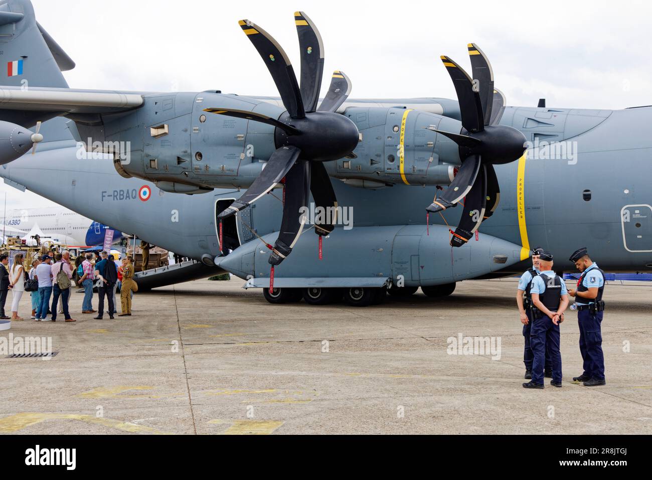 Paris-Le Bourget, France. 21st June, 2023. Airbus A400M Atlas display at the 54th International Paris Air Show, France. Opening of the 54th edition of the International Aeronautics and Space Show from June 19 to 25, 2023 in Paris-Le Bourget, France. Credit: Bernard Menigault/Alamy Live News Stock Photo