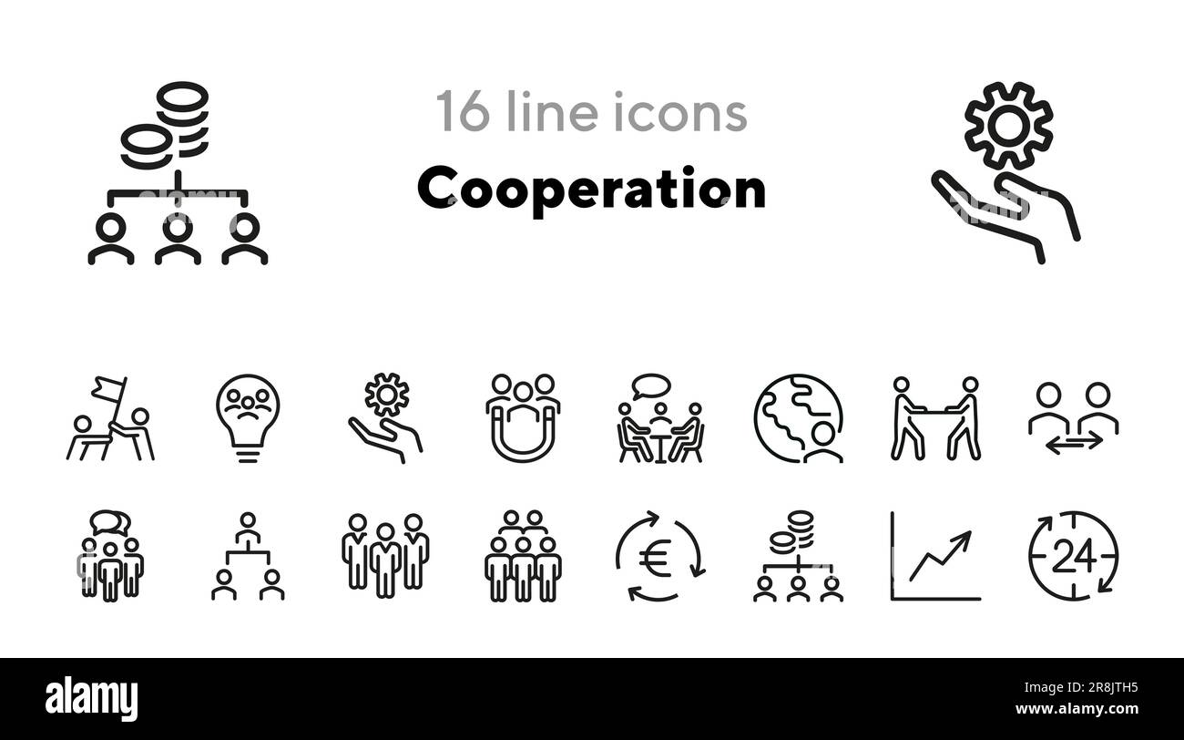 Colleague teamwork icon outline Cut Out Stock Images & Pictures - Alamy
