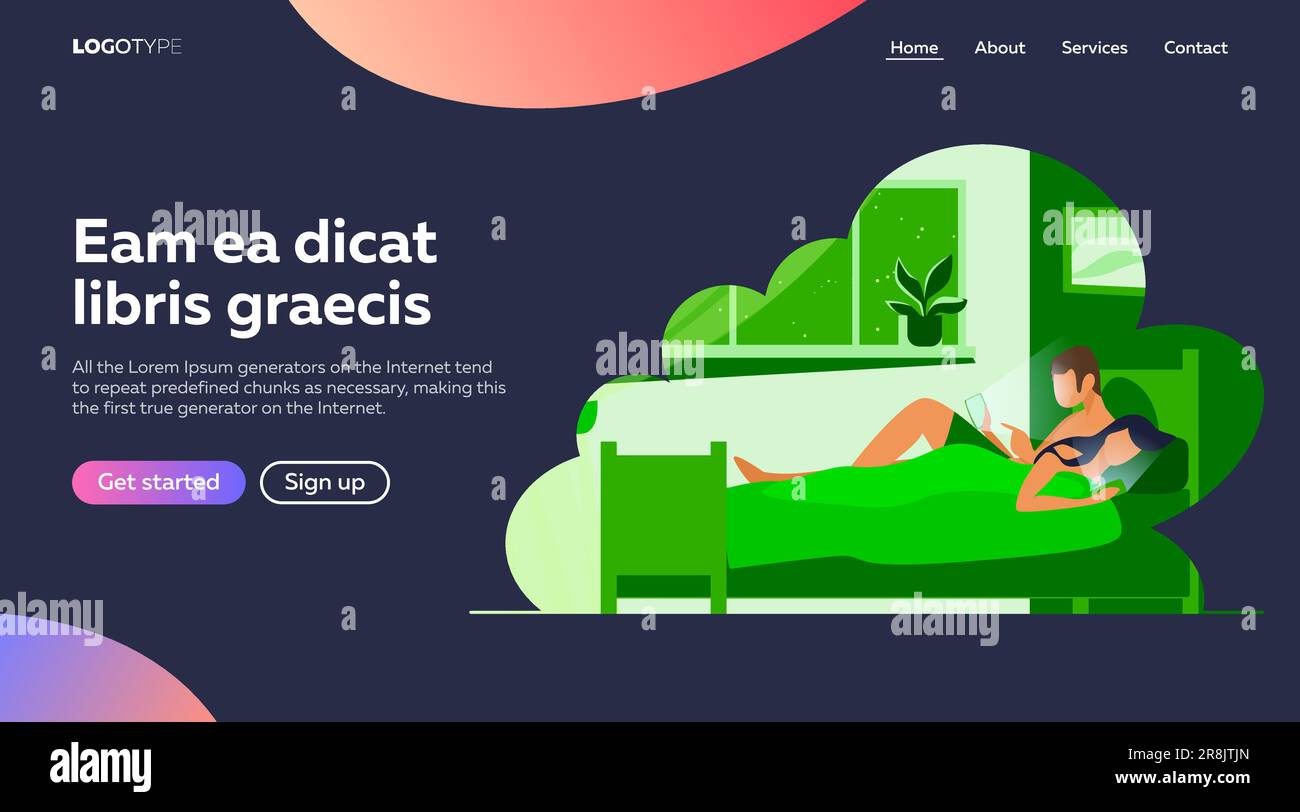 Couple lying in bed and using mobile phones Stock Vector Image & Art