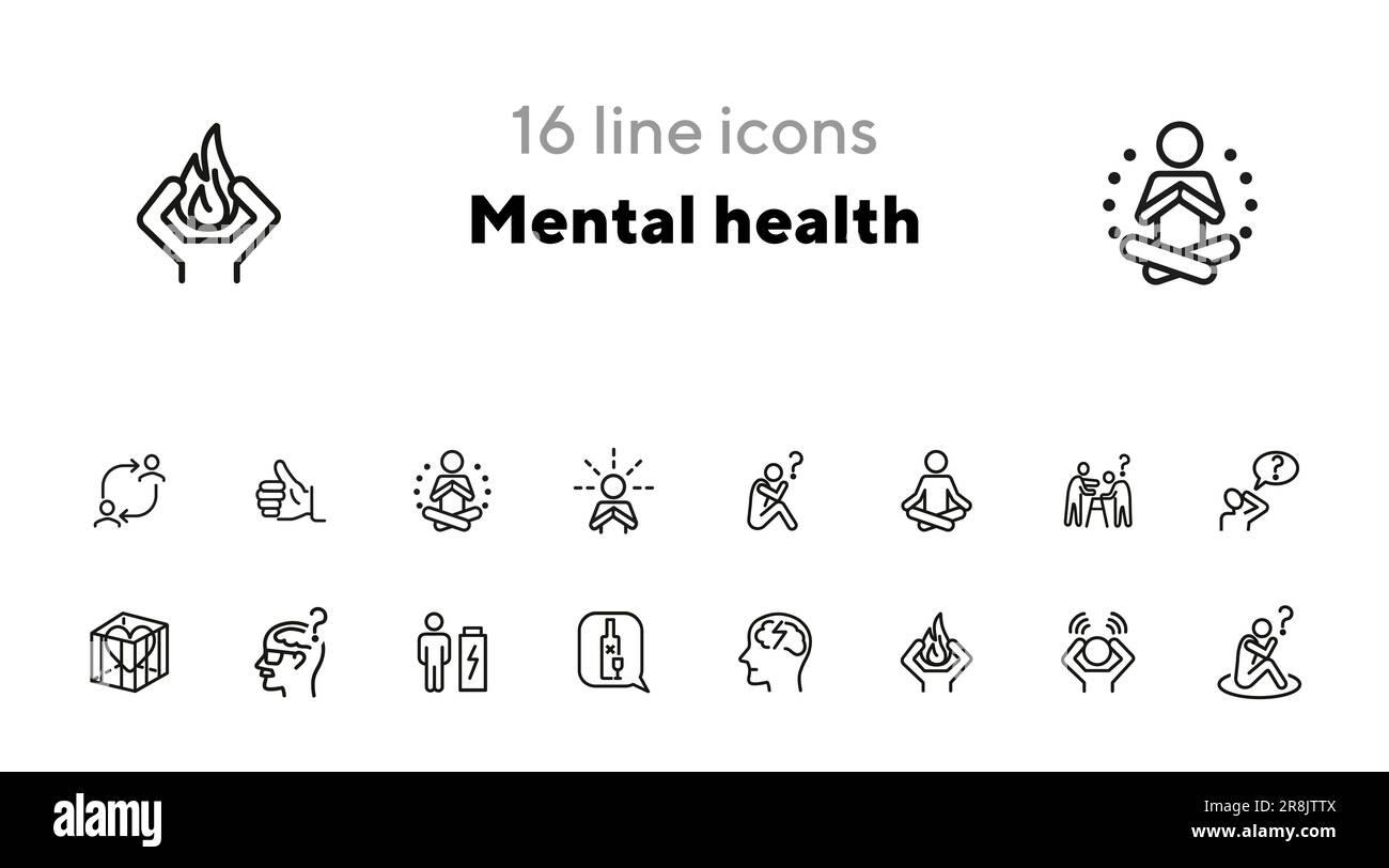 Mental health line icon set Stock Vector Image & Art - Alamy