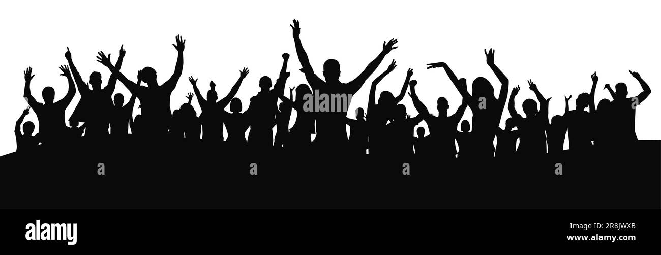 Cheering crowd at a concert.. Happy group of young people dancing at ...