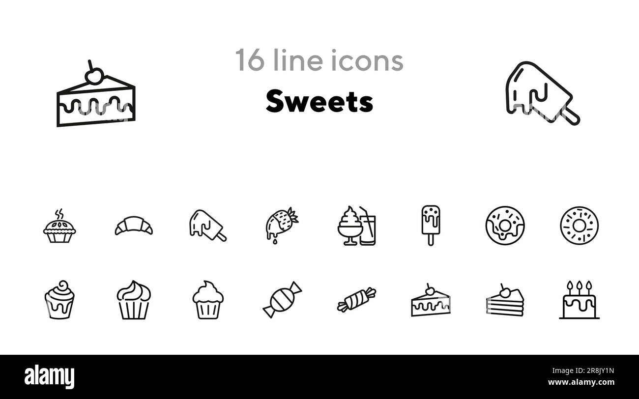 Sweets line icon set Stock Vector Image & Art - Alamy