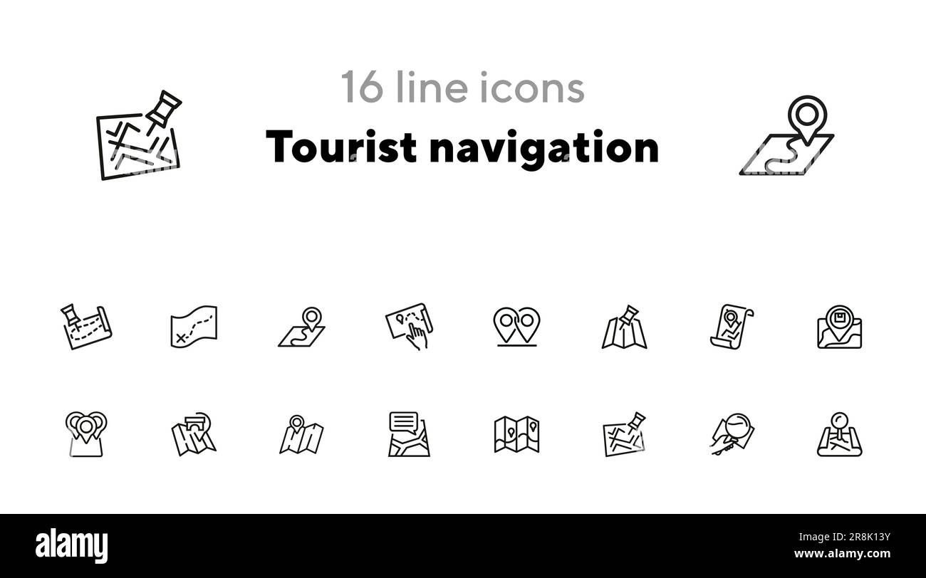 Tourist Navigation Icon Set Stock Vector Image And Art Alamy