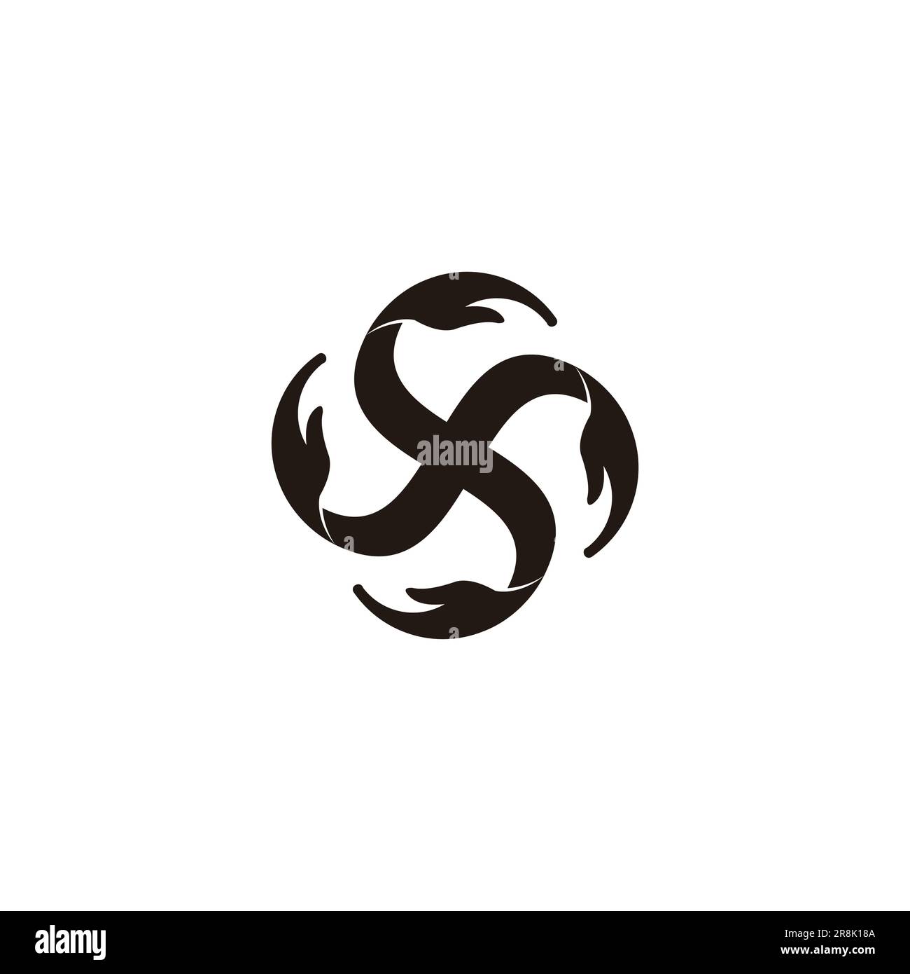 swirl helping hand care symbol logo vector Stock Vector