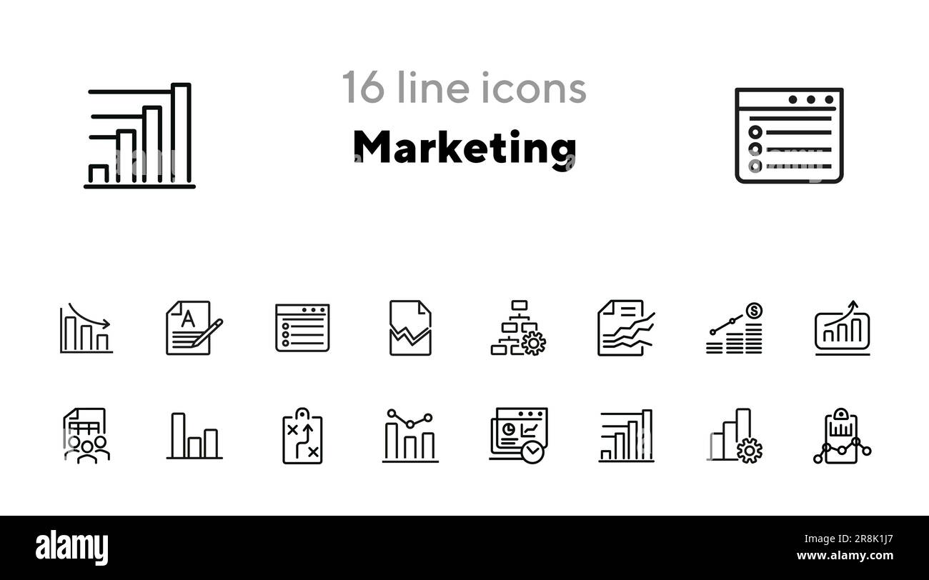 Marketing line icon set Stock Vector