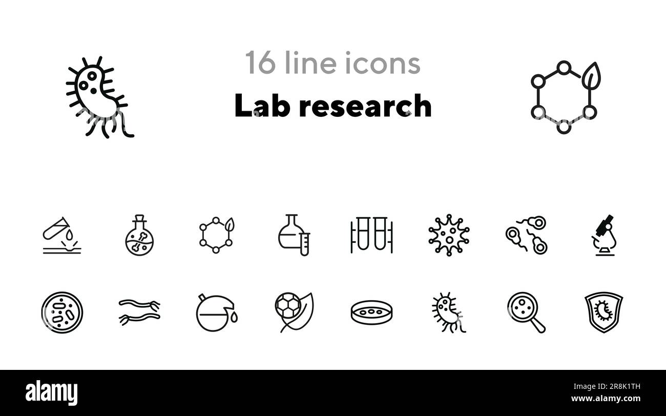 Lab research line icon set Stock Vector