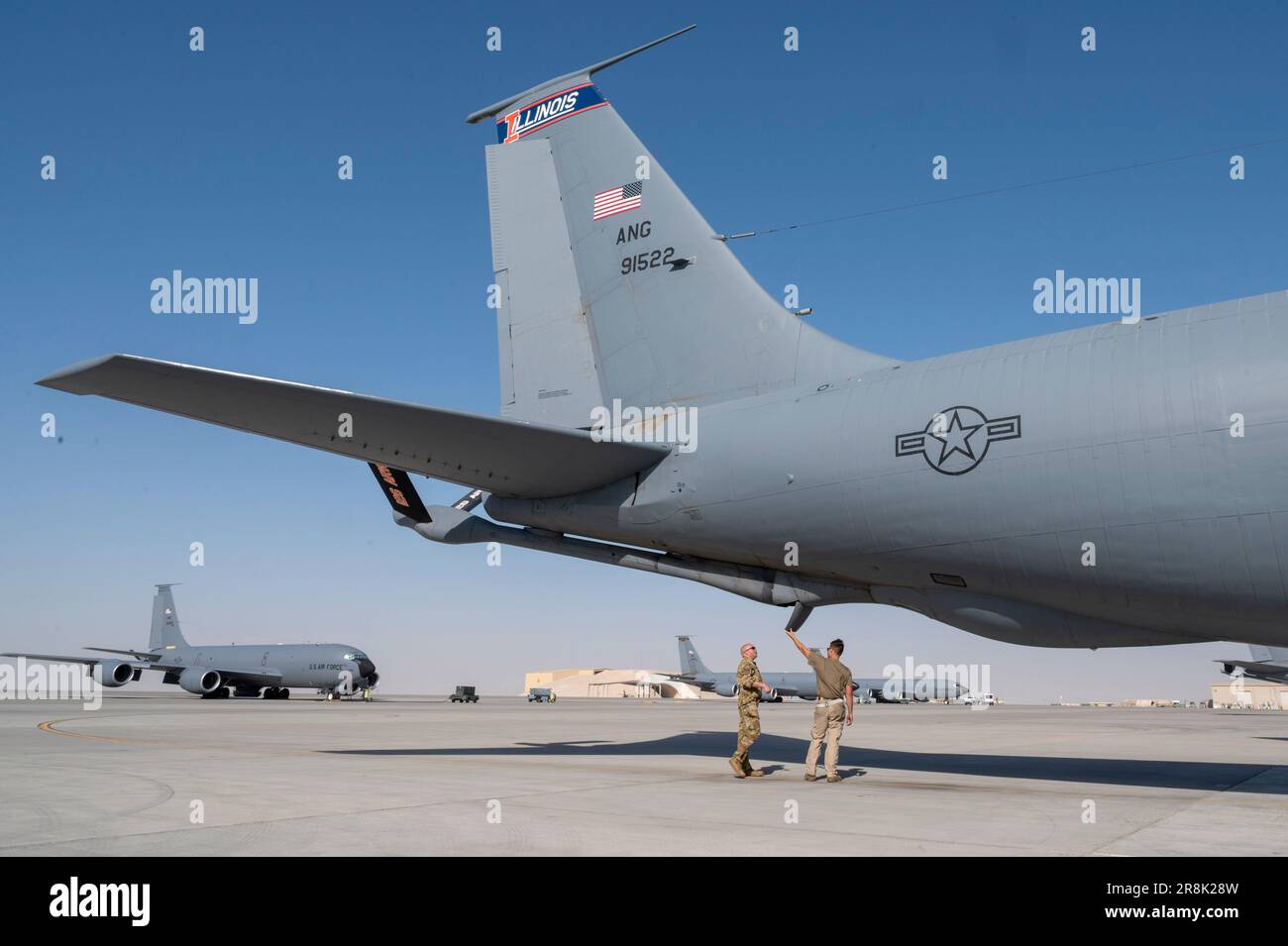 U.S. Airmen assigned to the 912th Expeditionary Air Refueling Squadron