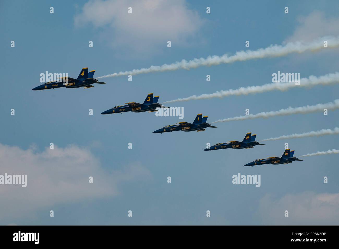 The Blue Angels perform an aerial demonstration over Rickenbacker International Airport, June 17