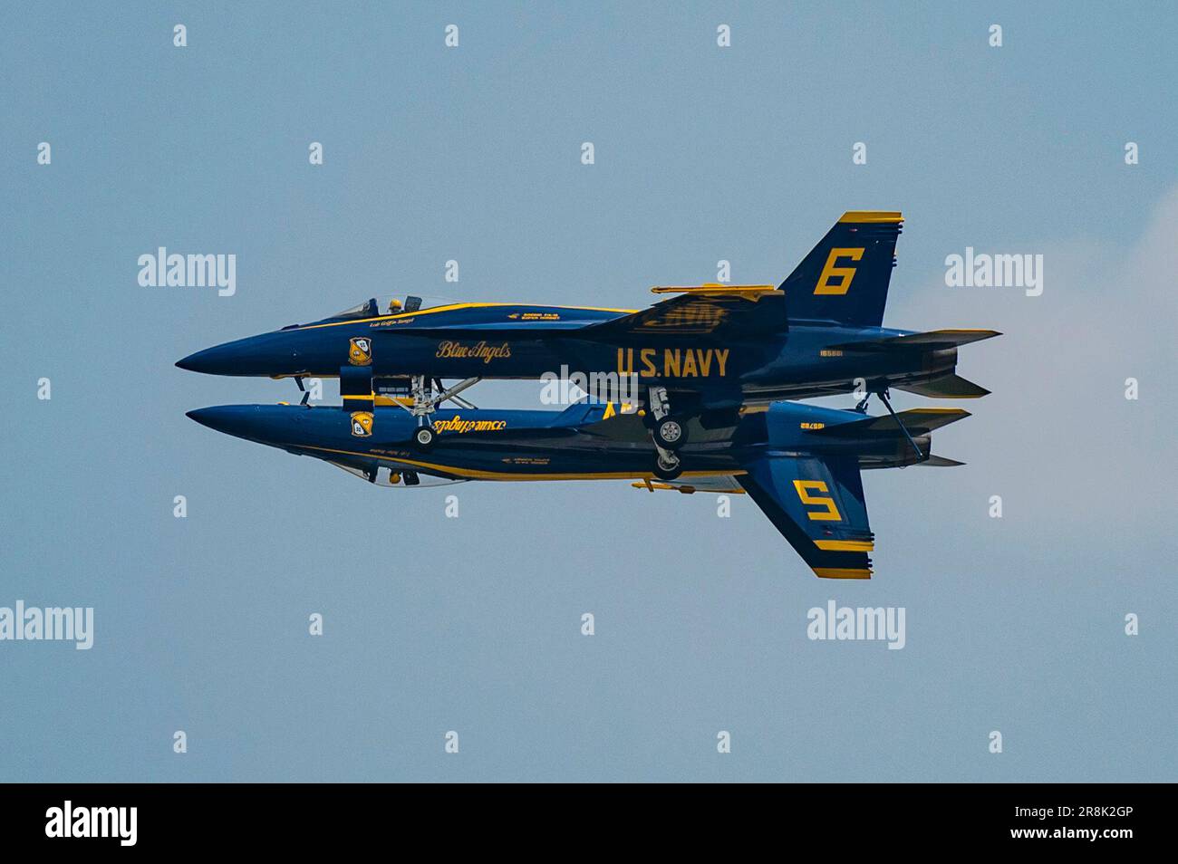 The Blue Angels perform an aerial demonstration over Rickenbacker International Airport, June 17