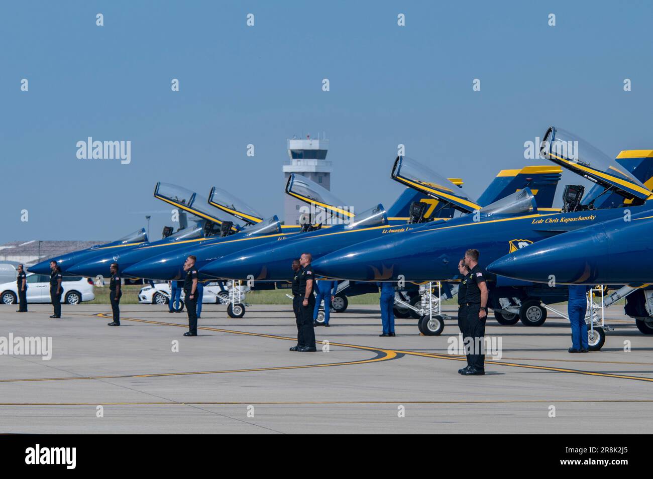 The U.S. Navy Blue Angels F/A F18 Super crew chiefs and