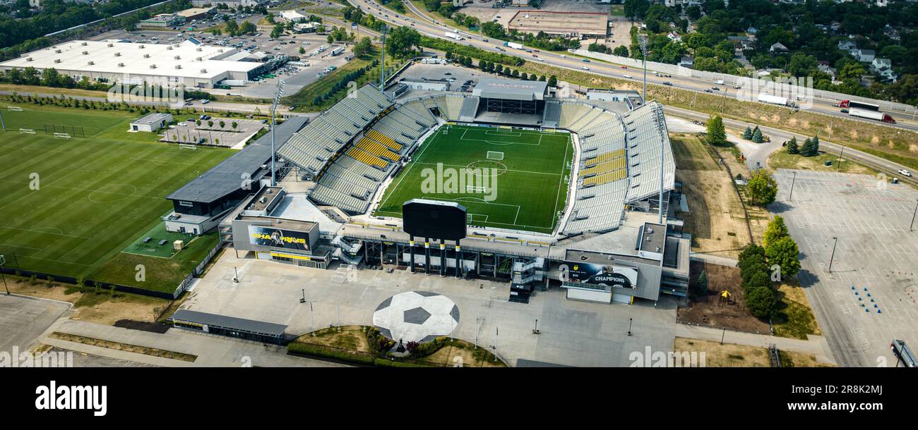 Mapfre Stadium in Columbus - aerial view - COLUMBUS, USA - JUNE 09, 2023 Stock Photo