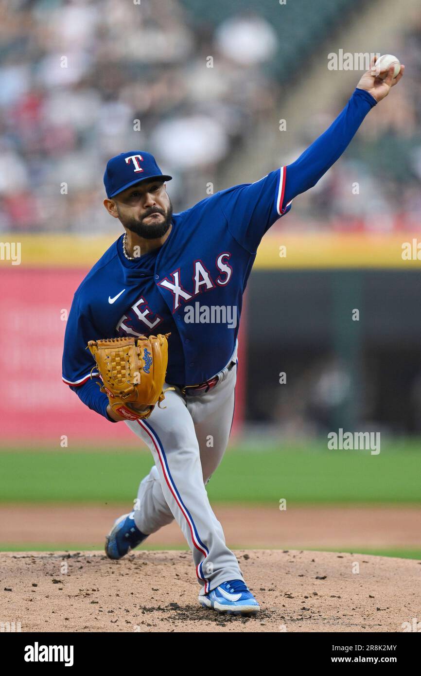 Texas Rangers starting pitcher Martin Perez throws during the first