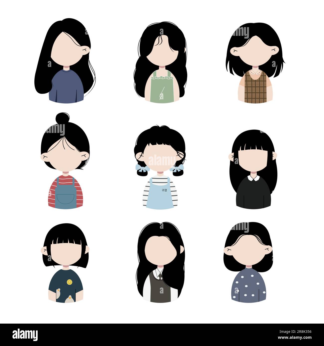 Set of cute girls avatar, woman profile picture Stock Vector