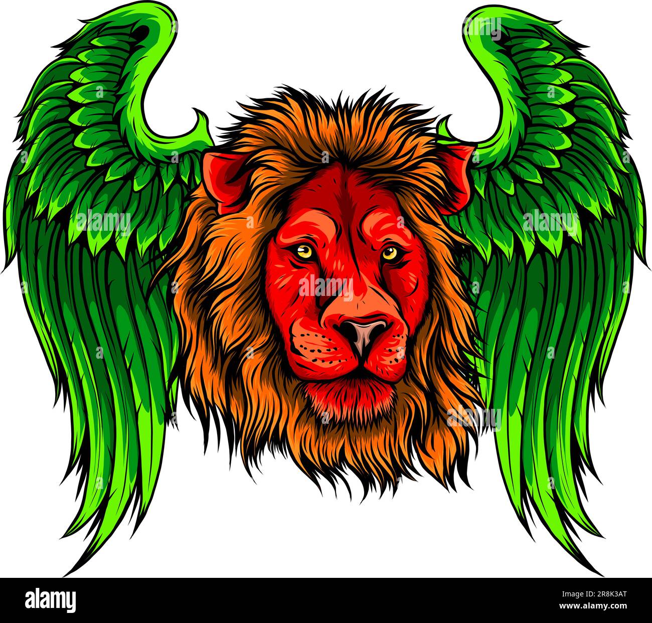 vector illustration of head Lion with Wings Stock Vector Image & Art ...