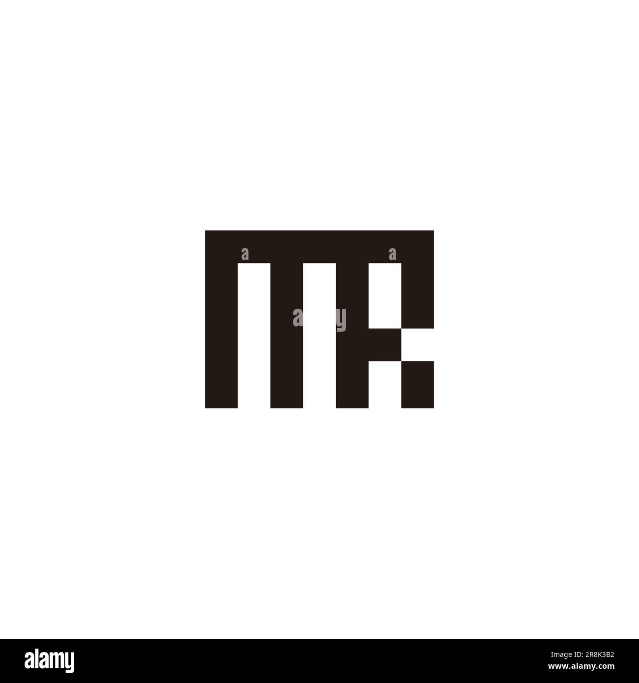 letter mr simple geoemtric line pixels logo vector Stock Vector