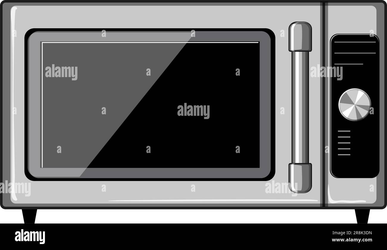 cooking microwave kitchen cartoon. electric modern, timer cook cooking