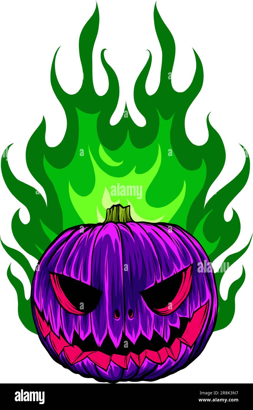 Vector of a Scary Flaming Halloween Pumpkin Stock Vector Image & Art ...