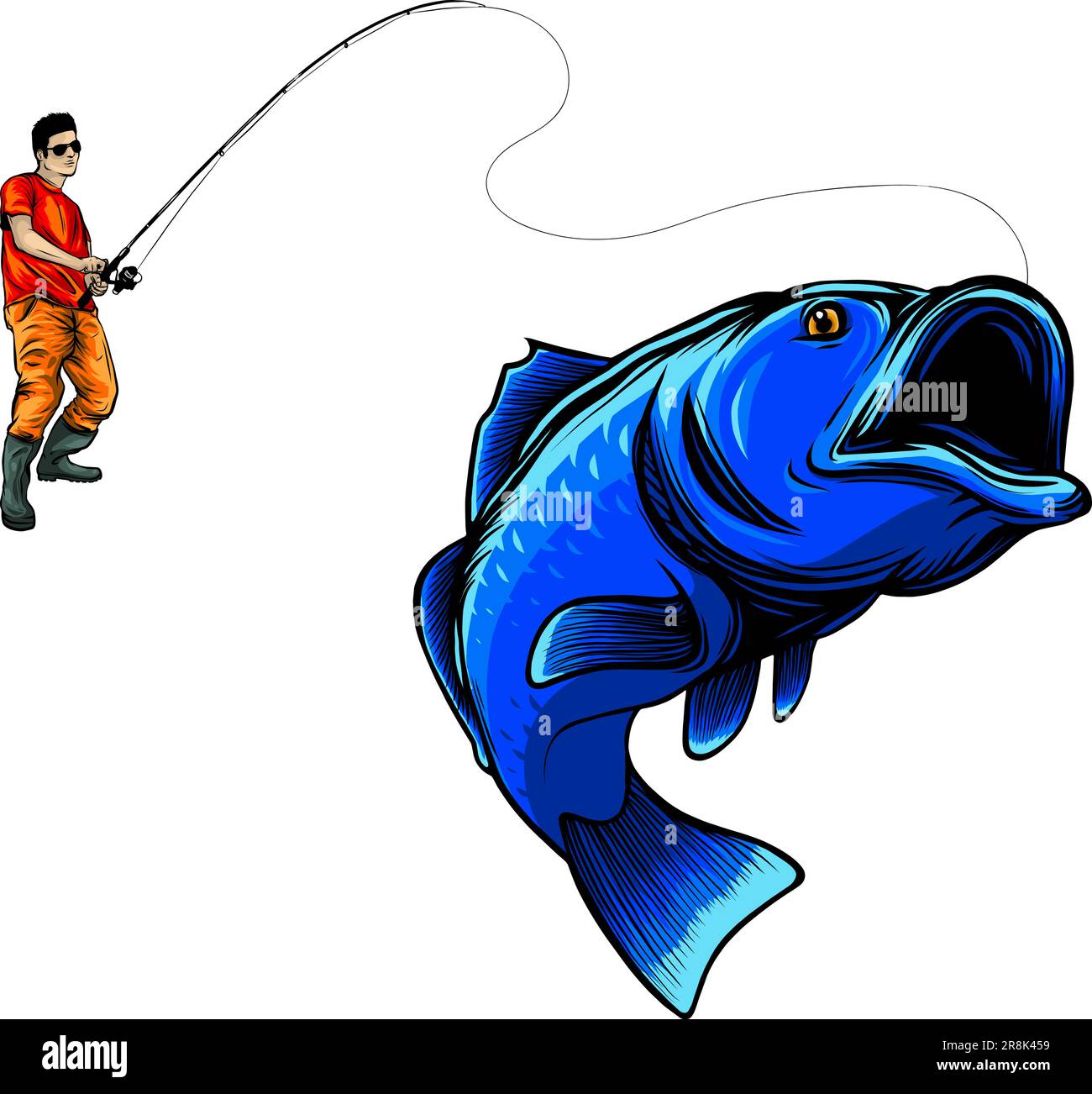 Fish illustration fishing fisherman rod hi-res stock photography and images  - Alamy