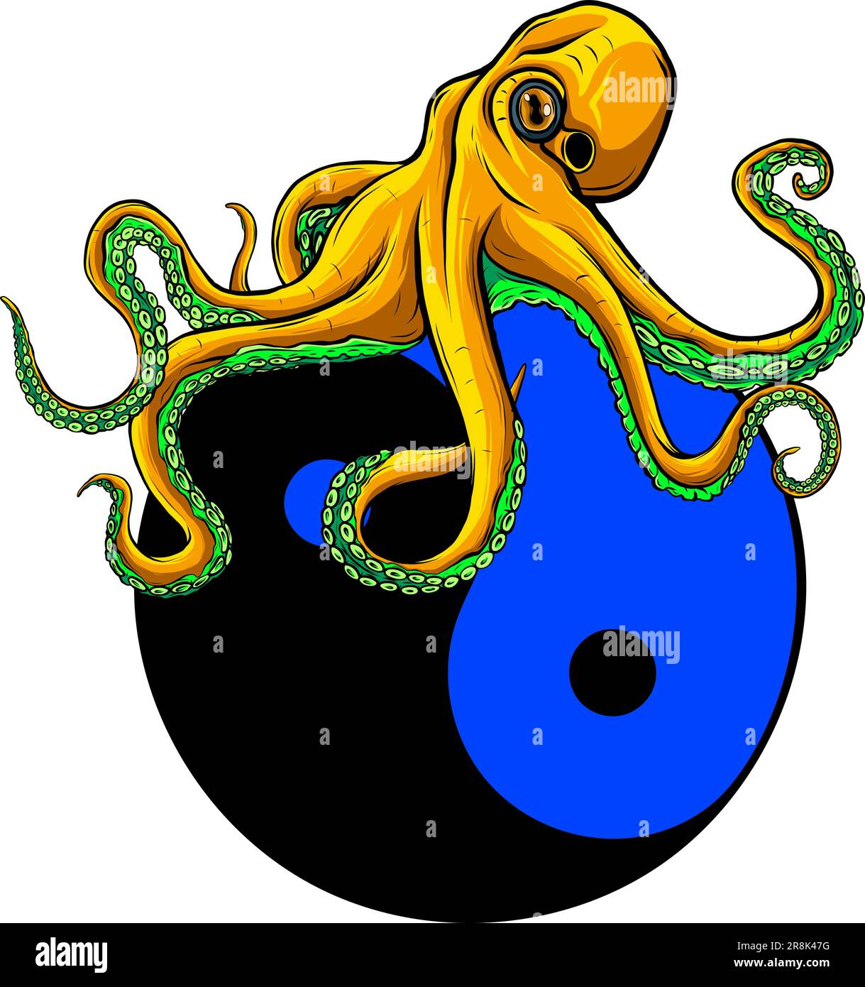 Cartoon young octopus. Vector illustration in cartoon style Stock Vector