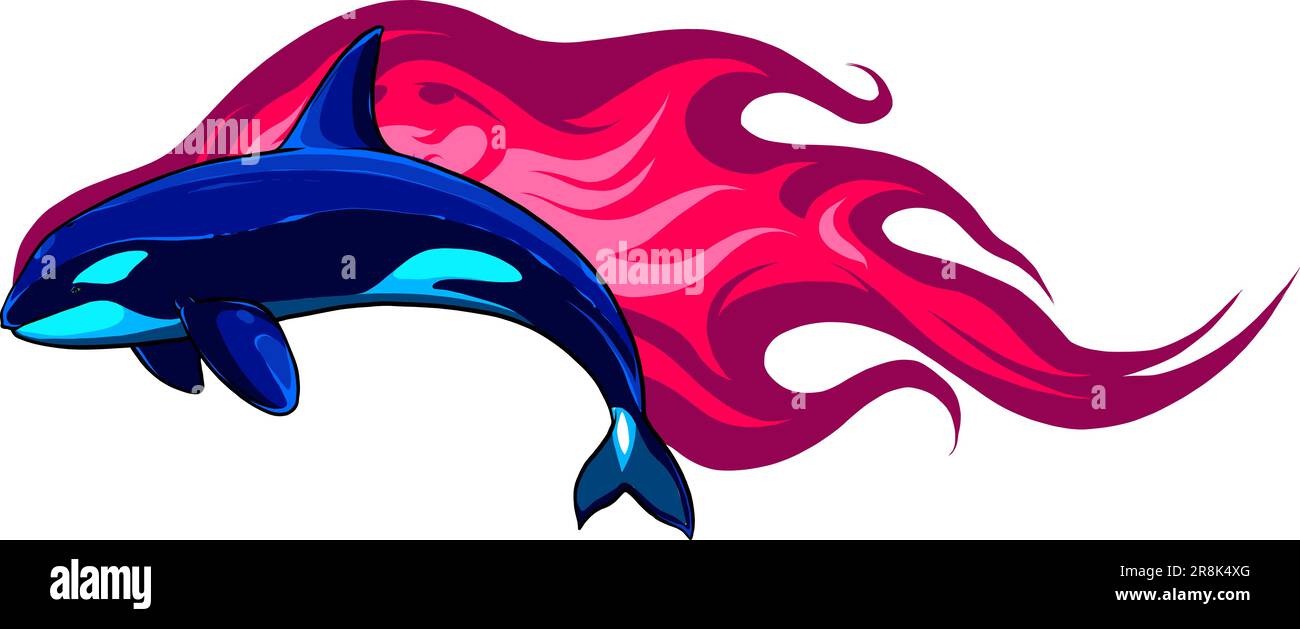 killer whale with flames vector illustration design Stock Vector