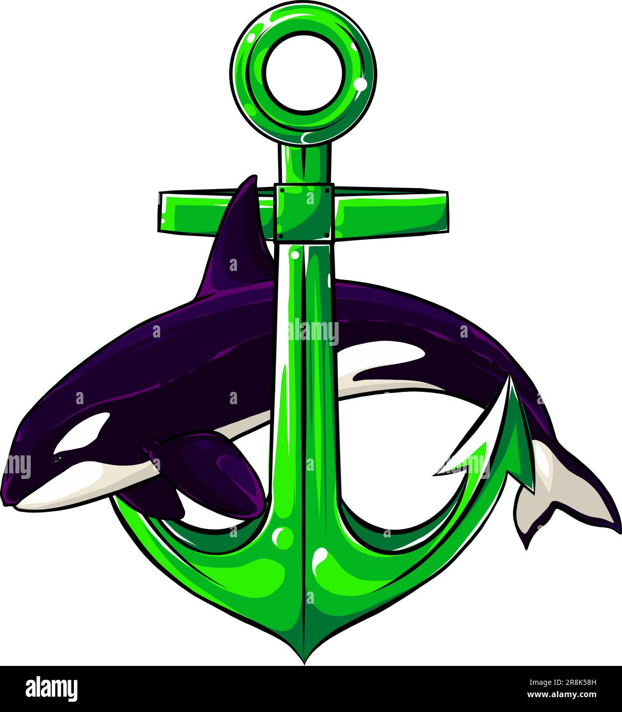 Killer Whale mascot and Anchor icon. vector Stock Vector Image & Art ...