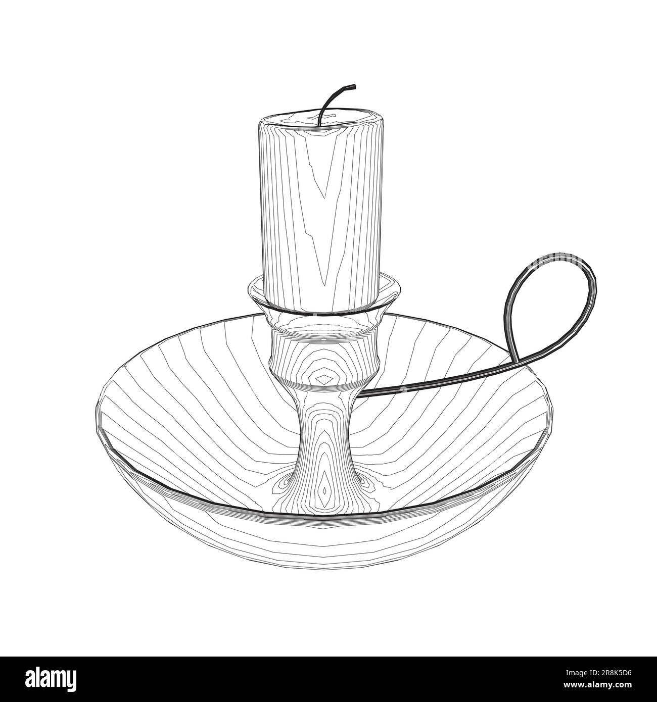 Contour Candle and Holder. Outline of the candlestick on white
