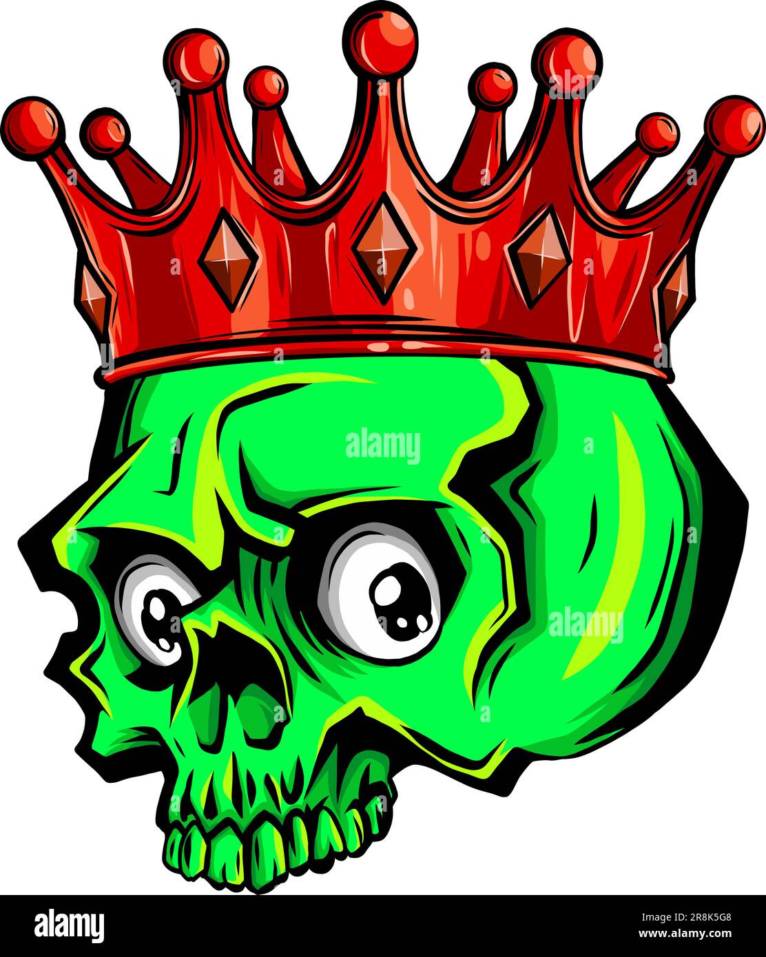 vector illustration of skull with crown on white background Stock