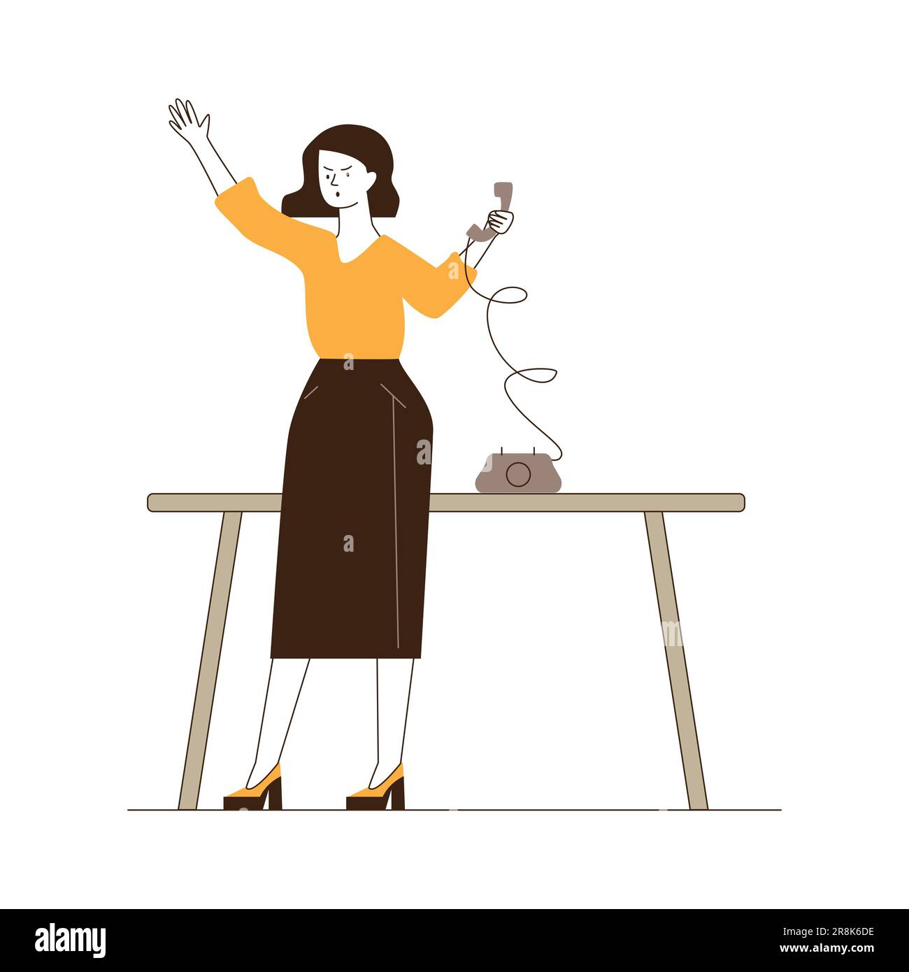 Office assistant using retro telephone Stock Vector Image & Art - Alamy