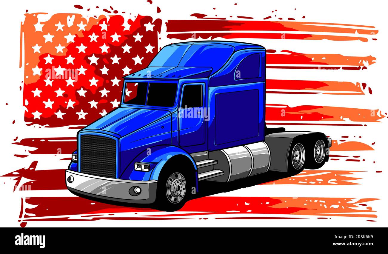 Classic American Truck. Vector illustration design art Stock Vector