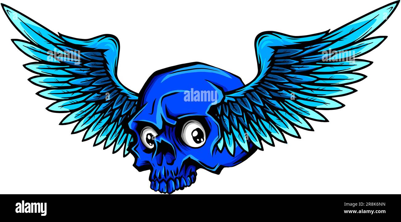 vector illustration of skull with wings Stock Vector