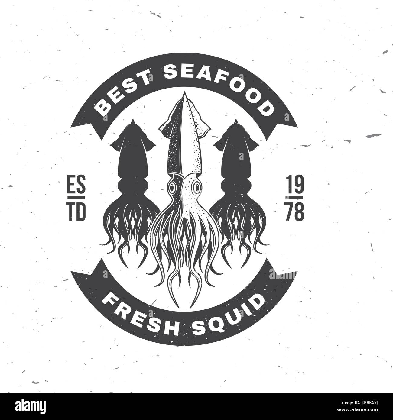 Best seafood. Fresh squid delicious. Vector illustration. For seafood