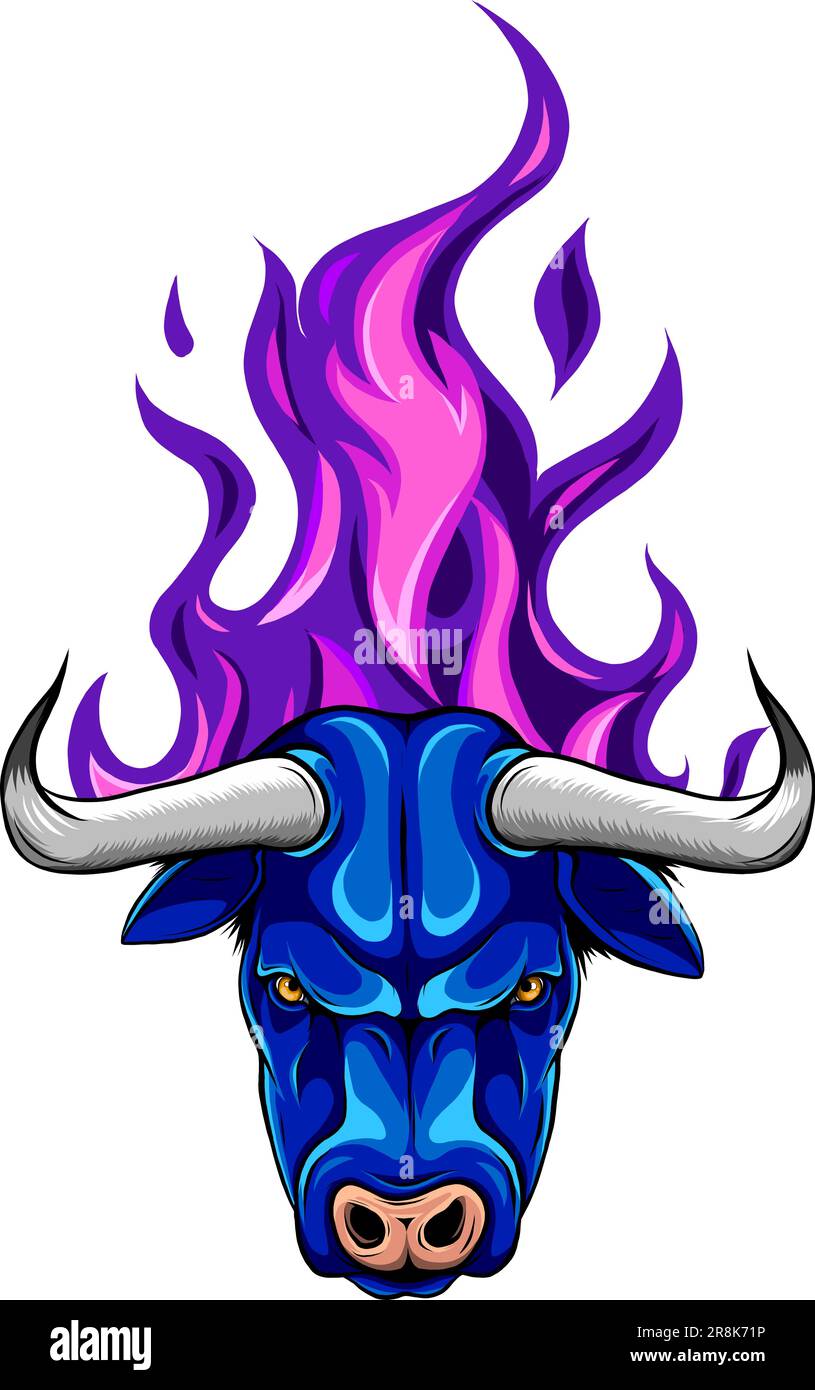 vector Bull Head FlameFurious Bull and flame background Stock Vector