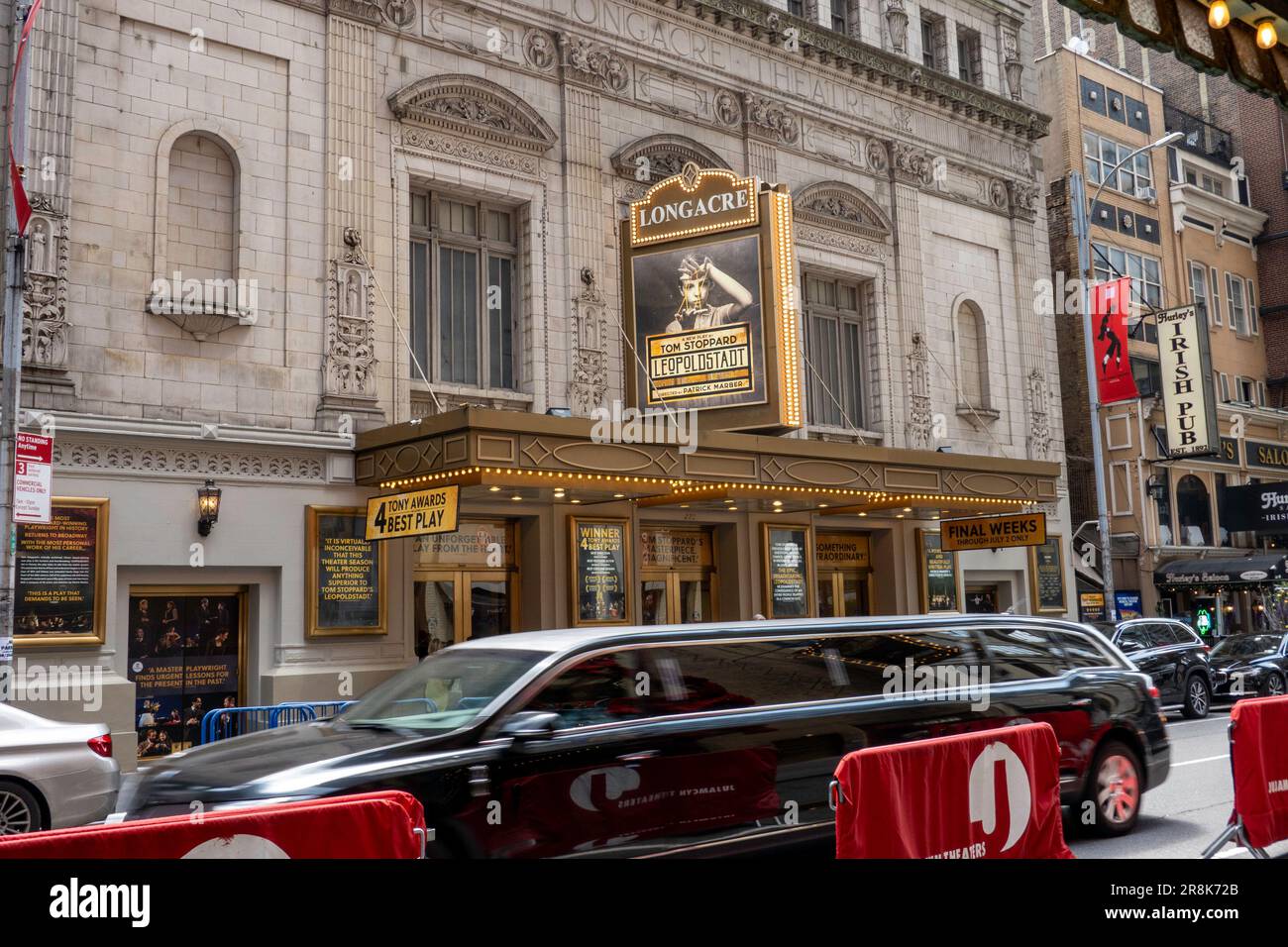 Longacre Theater with 'Leopoldstadt' Marquee, 2023, New York City, USA Stock Photo