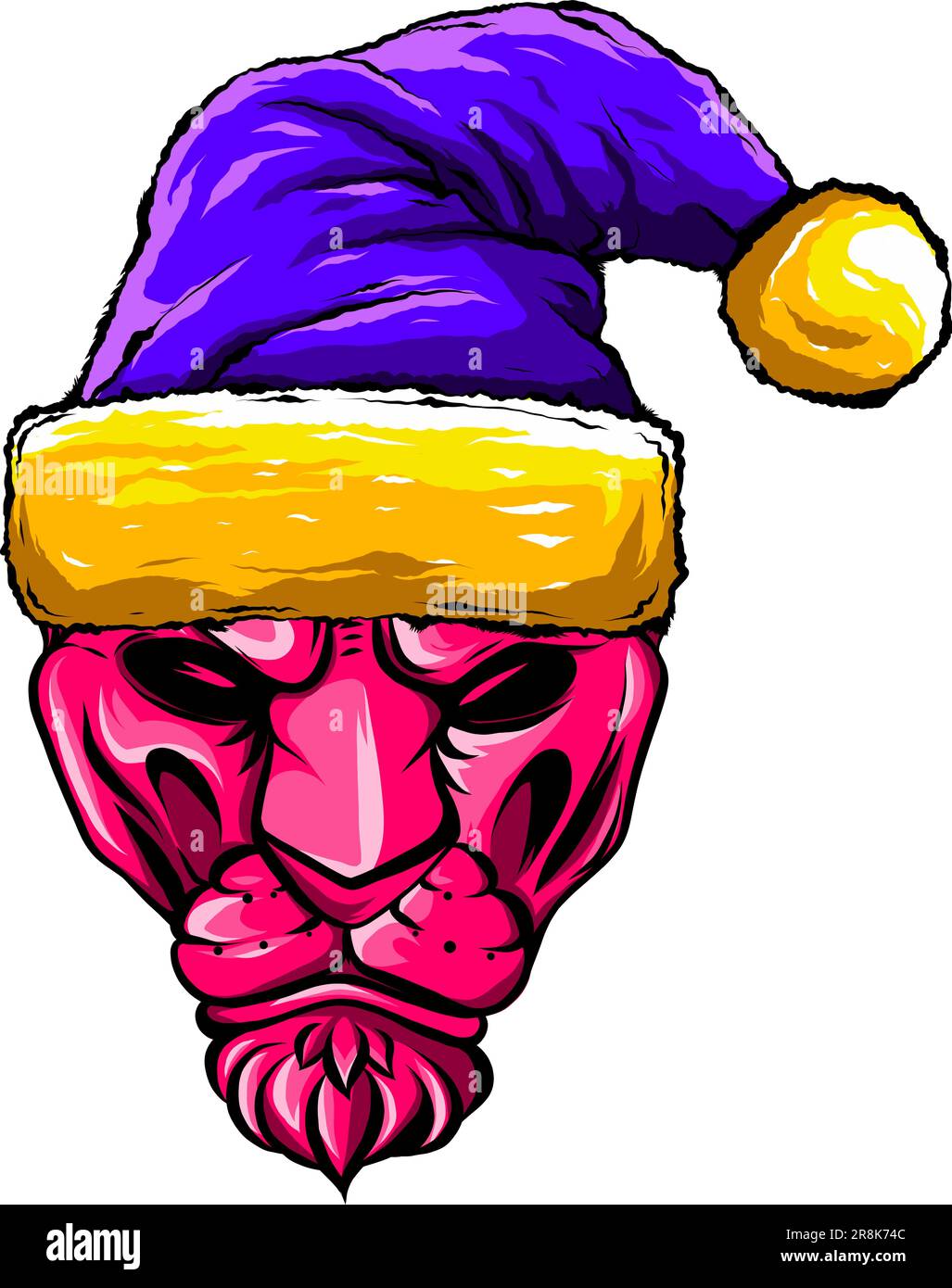 Christmas holidays lion with hat .Vector illustration Stock Vector ...