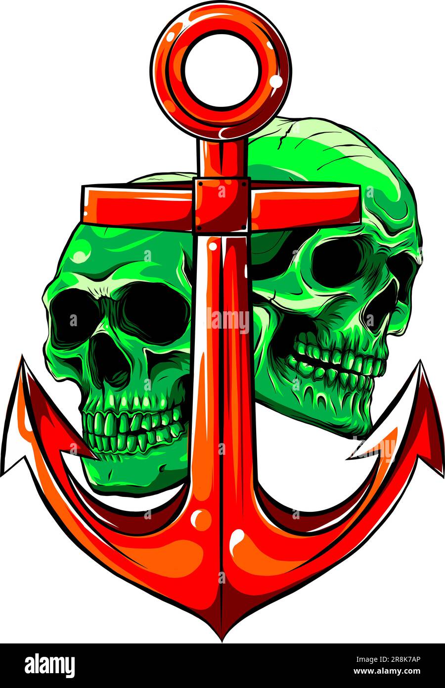 Ambesonne Duschvorhang 'Anchor & Skull' – 170x190 Cm, Polyester, Wasserfest, Mit Haken